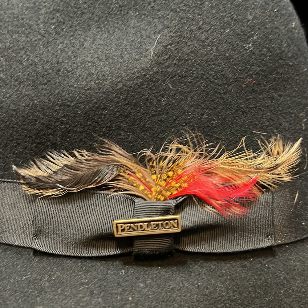 Pendleton Black Wool Fedora Hat With Feather Acce… - image 7